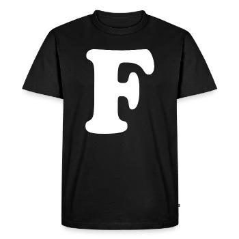 Grande impression en F | Lettre F | F Logo - T-shirt Premium bio Homme - noir - Devant - Nico (187cm)