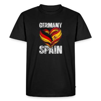 Cœur de l’Espagne et de l’Allemagne - T-shirt Premium bio Homme - noir - Devant - Nico (187cm)