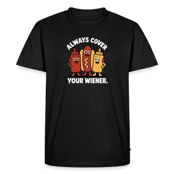 Toujours couvrir les Viennois ! Hot-dog drôle - T-shirt Premium bio Homme - noir - Devant - Nico (187cm)
