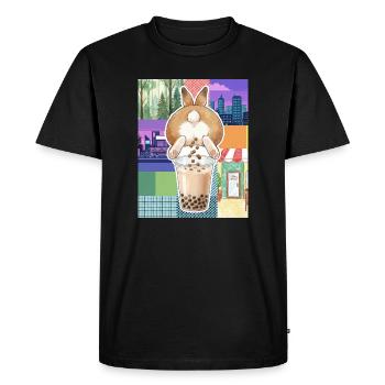 Bubble Tea Boba Drôle de Lapin mignon - T-shirt Premium bio Homme - noir - Devant - Nico (187cm)