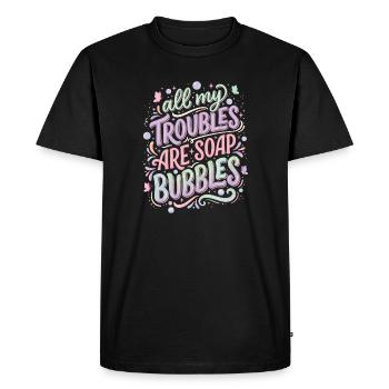 Tous mes soucis sont des bulles de savon - T-shirt Premium bio Homme - noir - Devant - Nico (187cm)