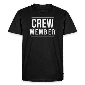 Crew Member Typo Modern Schmal Team Staff Event - Men's Premium Organic T-Shirt - black - Front - Nico (187cm)