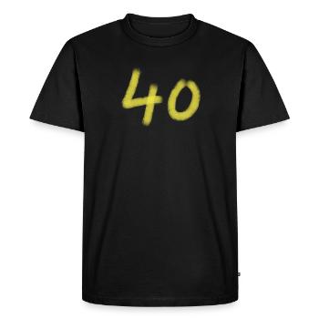 40th Anniversary Brushstroke - Men's Premium Organic T-Shirt - black - Front - Nico (187cm)