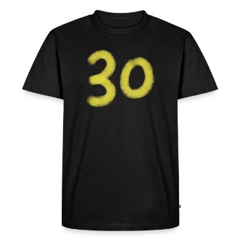 Nombre de pinceaux jaunes 30 sur le noir - T-shirt Premium bio Homme - noir - Devant - Nico (187cm)