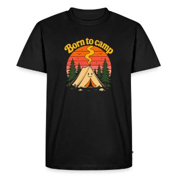 Né dans la tente mignonne du coucher de soleil rétro des années 70 - T-shirt Premium bio Homme - noir - Devant - Nico (187cm)
