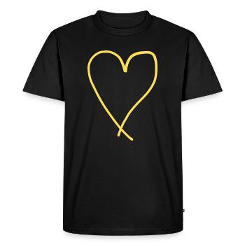 Yellow Heart Yellow Gift Idea Love Valentine's Day - Men's Premium Organic T-Shirt - black - Front - Nico (187cm)