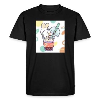 Bubble Tea Boba Drôle de Lapin mignon - T-shirt Premium bio Homme - noir - Devant - Nico (187cm)