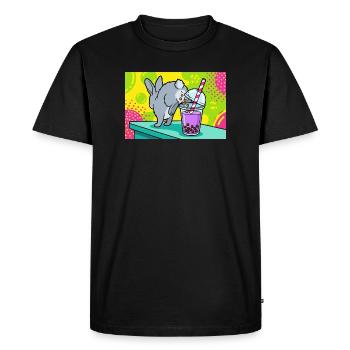 Bubble Tea Boba Drôle de Lapin mignon - T-shirt Premium bio Homme - noir - Devant - Nico (187cm)