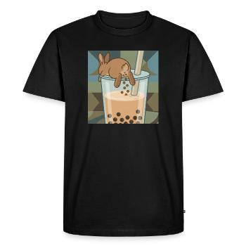 Bubble Tea Boba Drôle de Lapin mignon - T-shirt Premium bio Homme - noir - Devant - Nico (187cm)