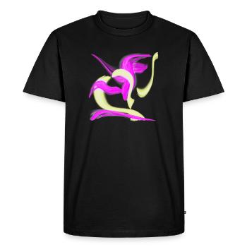 Tourbillon Rose Néon Jaune - T-shirt Premium bio Homme - noir - Devant - Nico (187cm)