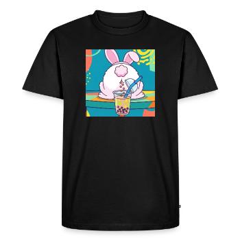 Bubble Tea Boba Drôle de Lapin mignon - T-shirt Premium bio Homme - noir - Devant - Nico (187cm)