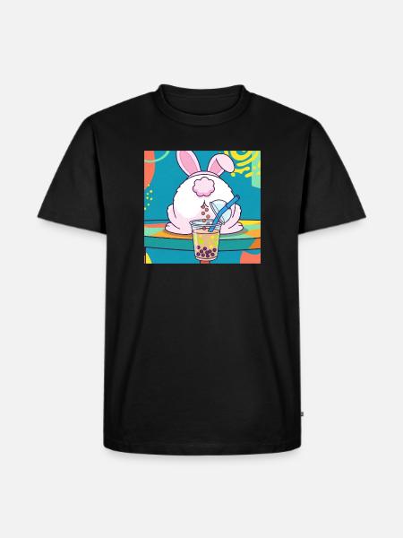 Cute Bunny Funny Boba Bubble Tea - Men's Premium Organic T-Shirt - black