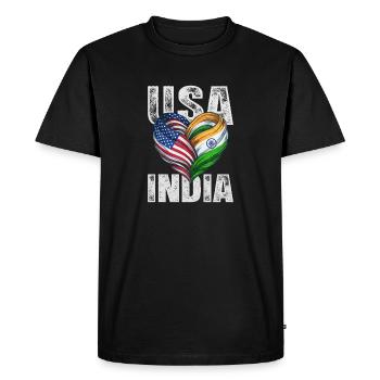 Heart of the USA and India - Men's Premium Organic T-Shirt - black - Front - Nico (187cm)