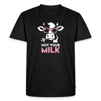 Not Your Milk – Vache cool avec des lunettes de soleil | Vegan - T-shirt Premium bio Homme - noir - Devant - Nico (187cm)