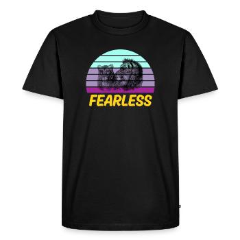 Fearless Retro Lion - Men's Premium Organic T-Shirt - black - Front - Nico (187cm)