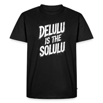 Delulu Is The Solulu - Men's Premium Organic T-Shirt - black - Front - Nico (187cm)