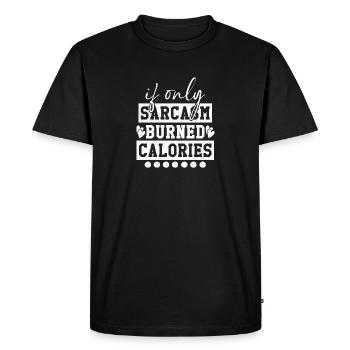 Quand le sarcasme brûle des calories - T-shirt Premium bio Homme - noir - Devant - Nico (187cm)