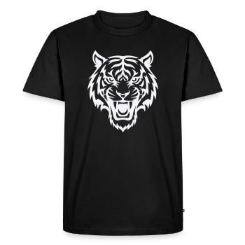 Stylized tiger head pattern - Men's Premium Organic T-Shirt - black - Front - Nico (187cm)