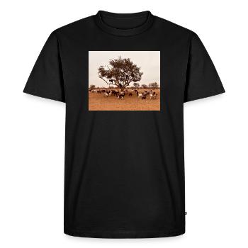Des chèvres sous un arbre dans la savane - T-shirt Premium bio Homme - noir - Devant - Nico (187cm)