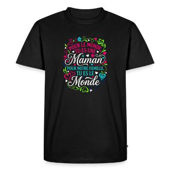 Maman Tu Es Le Monde Fête Des Mères Cadeau - T-shirt Premium bio Homme - noir - Devant - Nico (187cm)