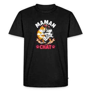 Maman Chat Chats Mignons Cadeau Fête des Mères - T-shirt Premium bio Homme - noir - Devant - Nico (187cm)
