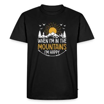 Quand je suis à la montagne, je suis heureux - Mountain Hik - T-shirt Premium bio Homme - noir - Devant - Nico (187cm)