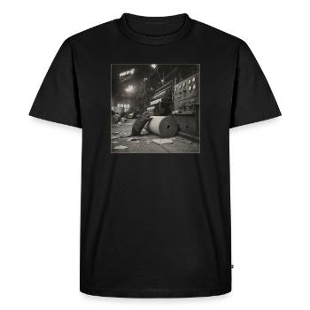 Beaver Paper Mill Industrial Retro Animal Crime - Men's Premium Organic T-Shirt - black - Front - Nico (187cm)