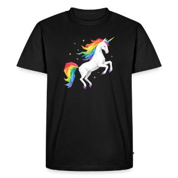 Geometric Rainbow Unicorn - Men's Premium Organic T-Shirt - black - Front - Nico (187cm)