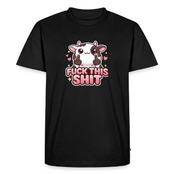 Cow Fuck This Shit - Men's Premium Organic T-Shirt - black - Front - Nico (187cm)