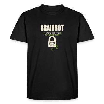 Brainrot Locked In - Men's Premium Organic T-Shirt - black - Front - Nico (187cm)