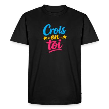 Crois en toi  - T-shirt Premium bio Homme - noir - Devant - Nico (187cm)
