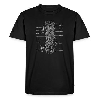 Engine Drawing, Engineer, Work Blocks and Mechanic - Men's Premium Organic T-Shirt - black - Front - Nico (187cm)
