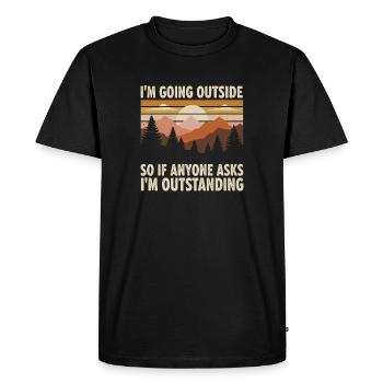 Je sors – Déclaration en plein air - T-shirt Premium bio Homme - noir - Devant - Nico (187cm)