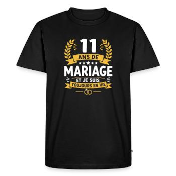 11 Ans de Mariage Toujours en Vie - T-shirt Premium bio Homme - noir - Devant - Nico (187cm)
