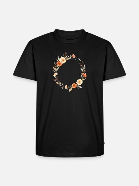 Boho Floral Wreath Personalizable - Men's Premium Organic T-Shirt - black