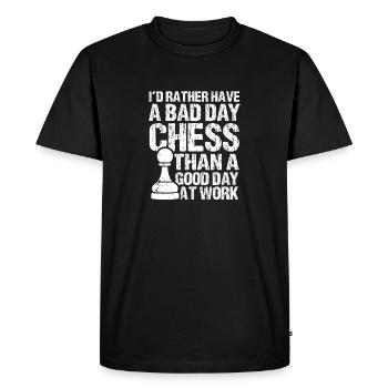Échiquier des joueurs d’échecs - T-shirt Premium bio Homme - noir - Devant - Nico (187cm)