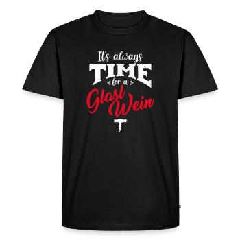 C’est toujours l’heure d’un verre de vin - T-shirt Premium bio Homme - noir - Devant - Nico (187cm)