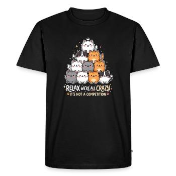 Détends-toi, on est tous fous - T-shirt Premium bio Homme - noir - Devant - Nico (187cm)