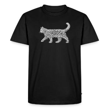 Esquisse abstraite de chat Gribouillé Art minimaliste - T-shirt Premium bio Homme - noir - Devant - Nico (187cm)