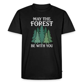 Hiking - Outdoor Adventure - May the Forest Be wit - Men's Premium Organic T-Shirt - black - Front - Nico (187cm)