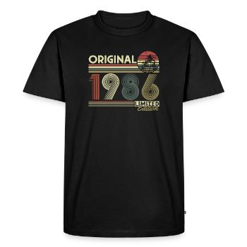 Anniversaire rétro vintage vintage original de 1986 - T-shirt Premium bio Homme - noir - Devant - Nico (187cm)