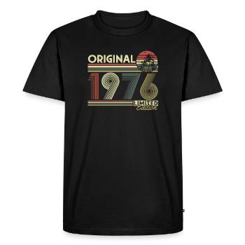 Anniversaire original vintage rétro vintage de 1976 - T-shirt Premium bio Homme - noir - Devant - Nico (187cm)