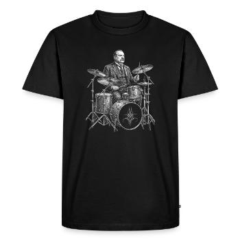 Grover Cleveland joue de la batterie - T-shirt Premium bio Homme - noir - Devant - Nico (187cm)