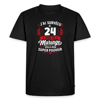 40 Ans de Mariage: Super Pouvoir - T-shirt Premium bio Homme - noir - Devant - Nico (187cm)