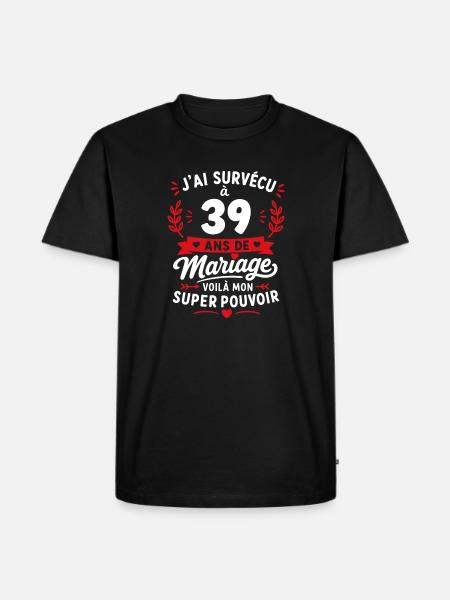 Survivre à 39 ans de mariage - T-shirt Premium bio Homme - noir