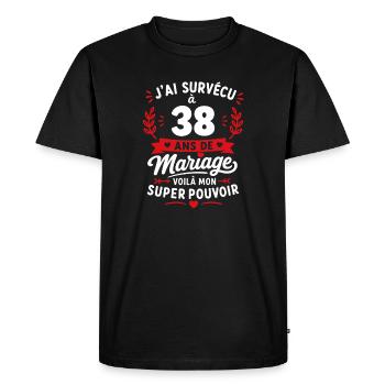 Survécu à 38 ans de mariage - T-shirt Premium bio Homme - noir - Devant - Nico (187cm)