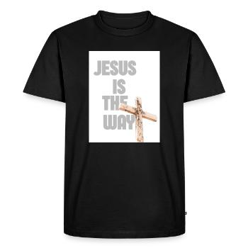Jesus Is The Way Cross Graphic - Men's Premium Organic T-Shirt - black - Front - Nico (187cm)