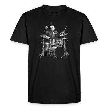 Andrew Johnson joue de la batterie - T-shirt Premium bio Homme - noir - Devant - Nico (187cm)