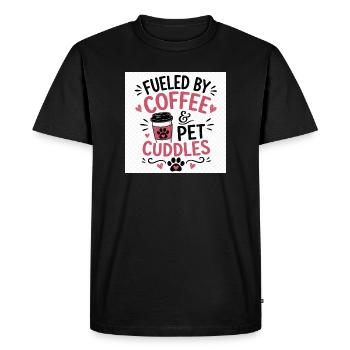 Café, pattes et câlins - T-shirt Premium bio Homme - noir - Devant - Nico (187cm)