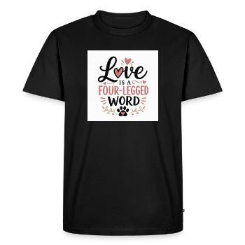 L’amour est un mot à quatre pattes - T-shirt Premium bio Homme - noir - Devant - Nico (187cm)